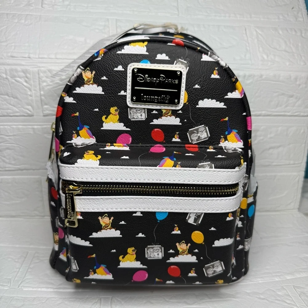 New Disney Parks Loungefly Mini Backpack Movie Up Black & White